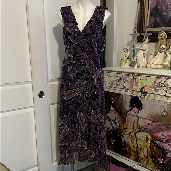 London Times Black Paisley Dress - Picture 3 of 12